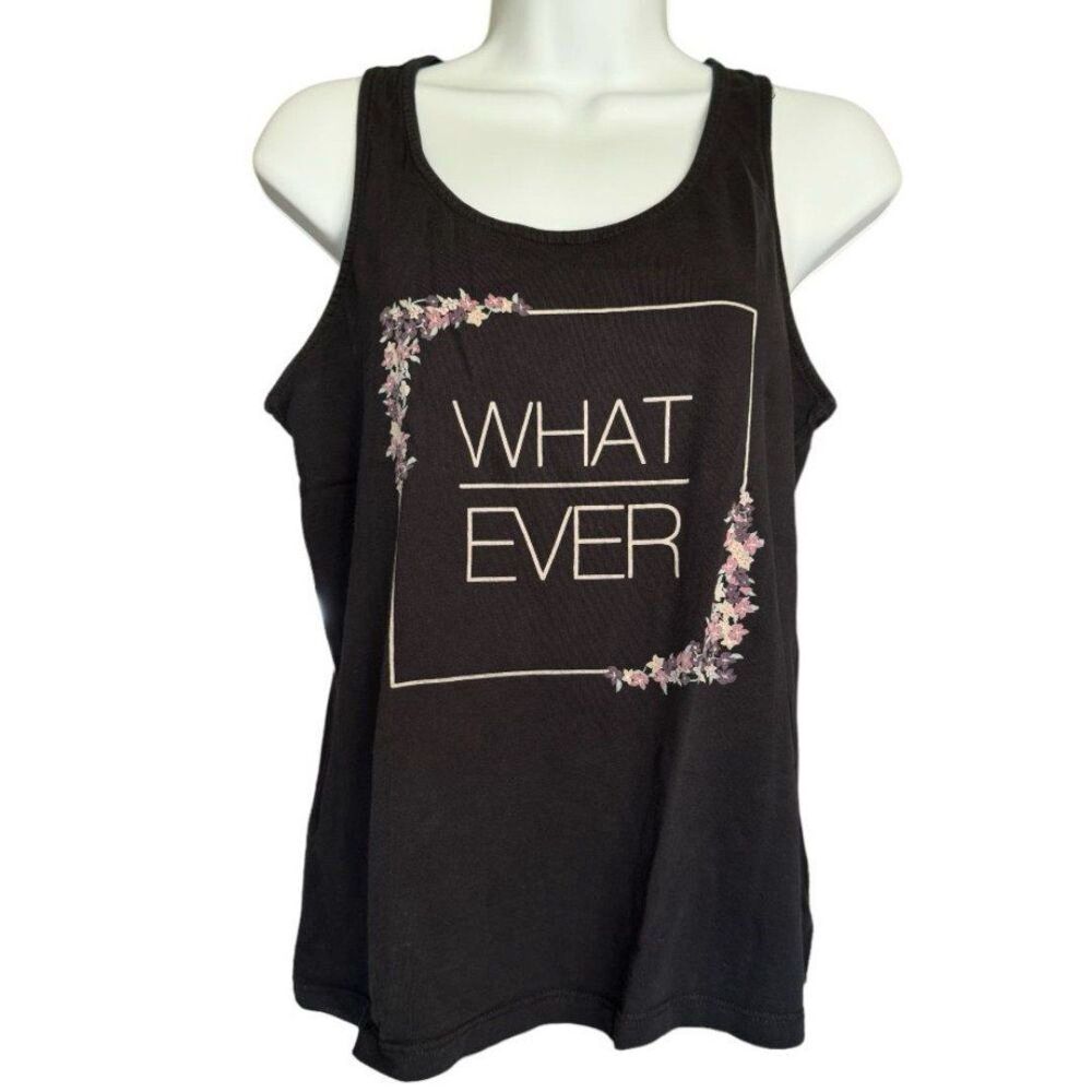 “Whatever” Black Cami Tank Top Size M